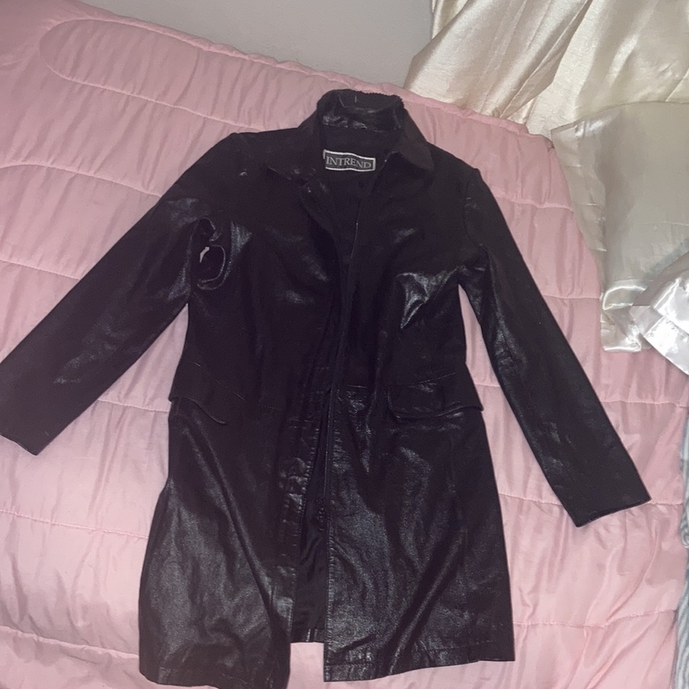 Vintage 2000s  Y2k long leather jacket🧥🛍